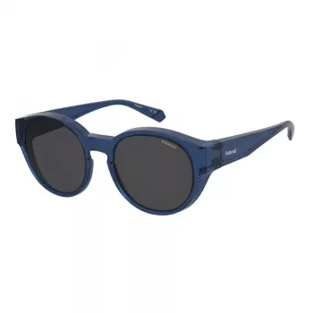 Polaroid Ancillaries PLD9017SPJP Unisex Square Pilot Saulesbrilles - Melns Rāmis, Pelēkas Polarizētas Lēcas