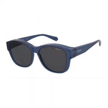 Polaroid Ancillaries PLD9019SPJP Unisex Square Saulesbrilles - Polarizētas Pelēkas Lēcas Melns Rāmis