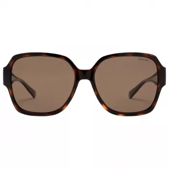 Polaroid Ancillaries PLD9021S086 Unisex saulesbrilles - Havana bruņurupuča rāmis, brūnas polarizētas lēcas