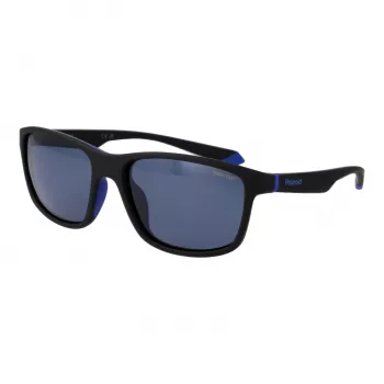 POLAROID Men's PLD2153S580VK Saulesbrilles - Melns Rāmis, Pelēkas Polarizētas Lēcas 58mm