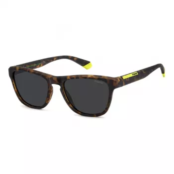 Polaroid Men's PLD2168SB0Q Rectangular Polarized Sunglasses - Havana/Green