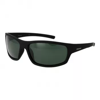 POLAROID P8411-639CARC Vīriešu taisnstūra polarizētas saulesbrilles - Melns rāmis, pelēkas lēcas 63mm