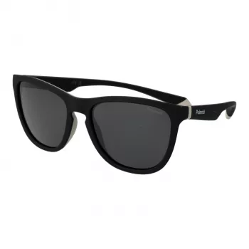 Polaroid PLD2133S08AM9 Unisex Taisnstūra Saulesbrilles - Melns Rāmis, Pelēkas Polarizētas Lēcas 56mm
