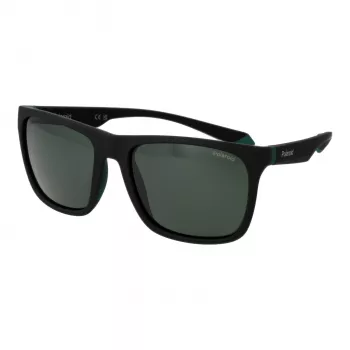POLAROID PLD2141S563OL Unisex Sauļošanās Brilles - Havana Rāmis, Zaļas Polarizētas Lēcas, 57mm