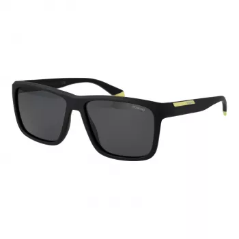 POLAROID PLD2164S58003 Vīriešu taisnstūra polarizētās saulesbrilles - Melnas/Pelēkas 58mm