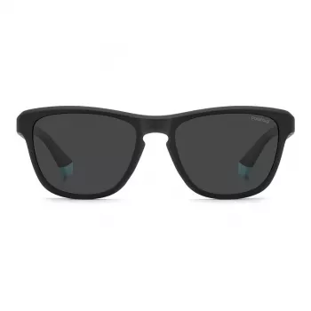 POLAROID PLD2168S003 Vīriešu taisnstūra saulesbrilles - Matēts melns rāmis, pelēkas polarizētas lēcas, 54mm