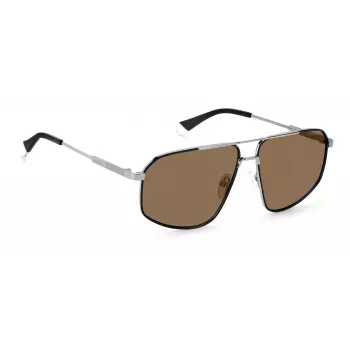 Polaroid PLD4118SX85KS Vīriešu Kvadrātveida Saulesbrilles - Havana Rāmis, Brūnas Polarizētas Lēcas - 59mm