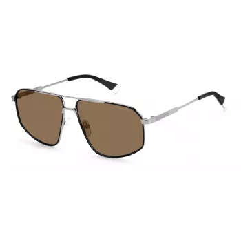 Polaroid PLD4118SX85KS Vīriešu Kvadrātveida Saulesbrilles - Havana Rāmis, Brūnas Polarizētas Lēcas - 59mm