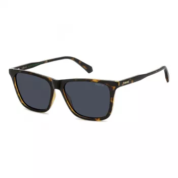 Polaroid PLD4190S086 Vīriešu taisnstūra Havannas saulesbrilles ar polarizētām brūnām lēcām