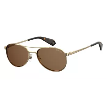 Polaroid PLD6070SXJ5GS Sieviešu taisnstūra saulesbrilles - Havana acetāta rāmis, pelēkas polarizētas lēcas, 56mm