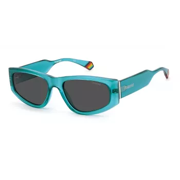 POLAROID PLD6169S1ED Unisex Square Saulesbrilles - Melns Rāmis Pelēkas Polarizētas Lēcas 55mm