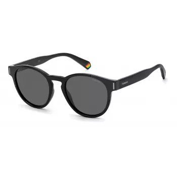 Polaroid PLD6175S807M9 Unisex Rectangular Sunglasses - Melns Rāmis Pelēkas Polarizētas Lēcas 51mm