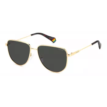 POLAROID PLD6196SXJ5G Unisex Rectangular Sunglasses - Black Frame Grey Polarized Lens 56mm
