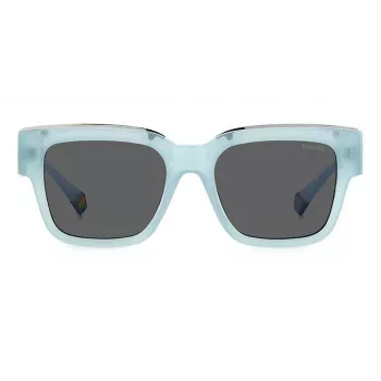 POLAROID PLD6198SXMVUF Unisex Square Saulesbrilles - Melns Rāmis, Pelēkas Polarizētas Lēcas 52mm