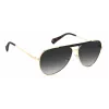 Polaroid PLD6200SXRHLG Unisex Taisnstūra saulesbrilles - Melns rāmis, pelēkas polarizētas lēcas 61mm