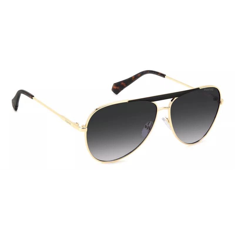 Polaroid PLD6200SXRHLG Unisex Taisnstūra saulesbrilles - Melns rāmis, pelēkas polarizētas lēcas 61mm