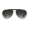 Polaroid PLD6200SXRHLG Unisex Taisnstūra saulesbrilles - Melns rāmis, pelēkas polarizētas lēcas 61mm