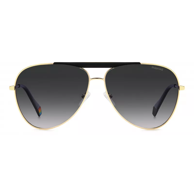 Polaroid PLD6200SXRHLG Unisex Taisnstūra saulesbrilles - Melns rāmis, pelēkas polarizētas lēcas 61mm