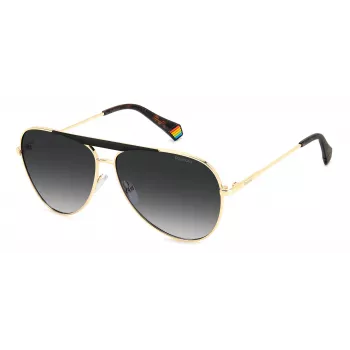 Polaroid PLD6200SXRHLG Unisex Taisnstūra saulesbrilles - Melns rāmis, pelēkas polarizētas lēcas 61mm