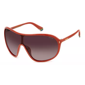 POLAROID PLD6216SL7Q Unisex Saulesbrilles - Melns Rāmis, Pelēkas Polarizētas Lēcas, Shield Stils