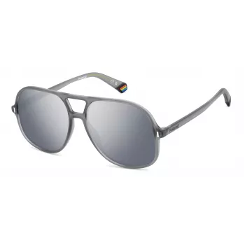 POLAROID PLD6217SRIW Unisex Saulesbrilles - Melns Rāmis, Pelēkas Polarizētas Lēcas, 57mm