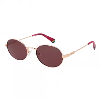Polaroid PLD6228SX53LT Unisex taisnstūra saulesbrilles - Havana rāmis, brūnas polarizētas lēcas - 53mm