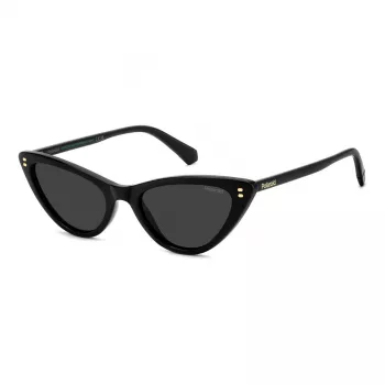 Polaroid PLD6246S807 Sieviešu taisnstūra saulesbrilles - melns rāmis, pelēkas polarizētas lēcas 52mm