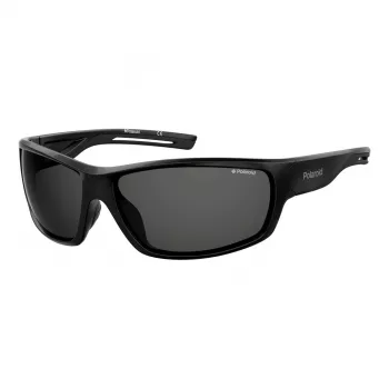 POLAROID PLD7029S807 Unisex Sport Saulesbrilles - Polarizētas Pelēkas Lēcas - Melns Rāmis