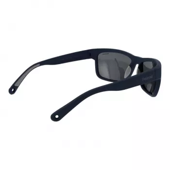 Polaroid PLD7031S59FLL Vīriešu taisnstūra saulesbrilles – matēts melns rāmis, pelēka polarizēta lēca, 59 mm