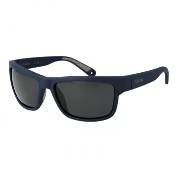 Polaroid PLD7031S59FLL Vīriešu taisnstūra saulesbrilles – matēts melns rāmis, pelēka polarizēta lēca, 59 mm