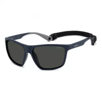 POLAROID PLD7040SFLL Vīriešu saulesbrilles - Melns rāmis, Pelēkas polarizētas lēcas, 59mm