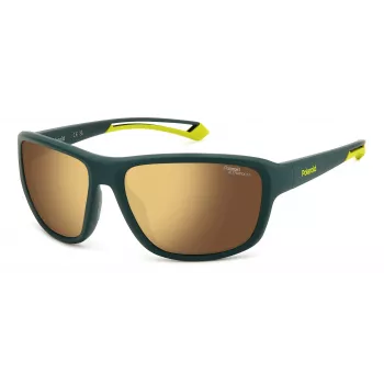 Polaroid PLD7049SGP7 Unisex Rectangular Sunglasses - Black Frame Grey Polarized Lens 62mm