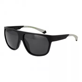 POLAROID PLD7053S60003 Vīriešu kvadrātveida saulesbrilles - Melns rāmis, pelēkas polarizētas lēcas