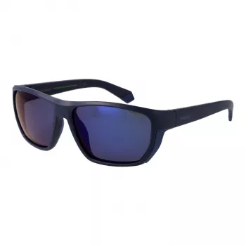 Polaroid PLD7057S60FLL Vīriešu taisnstūra polarizētās saulesbrilles - Melns rāmis, pelēkas lēcas