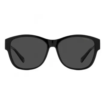 Polaroid PLD9019S08A Unisex saulesbrilles - melns rāmis, pelēkas polarizētas lēcas