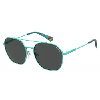 POLAROID Unisex PLD6172S5CB Pilot Saulesbrilles - Melns Rāmis, Pelēkas Polarizētas Lēcas 57mm