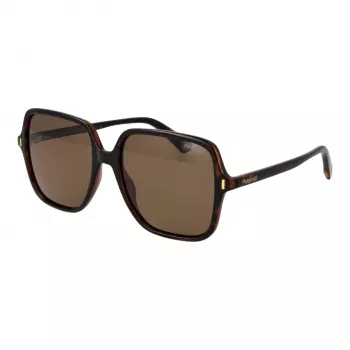 POLAROID Women's PLD6219S56086 saulesbrilles - Melns rāmis, pelēkas polarizētas lēcas 56mm