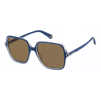 Polaroid Sieviešu PLD6219SPJP Polarizētas Taisnstūra Saulesbrilles, Melns/Pelēks, 56mm