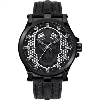 Police Vīriešu Pulkstenis Battalion Quartz Analogais PEWJA2108203 47mm Melns Ciparnīca Melna Ādas Siksniņa