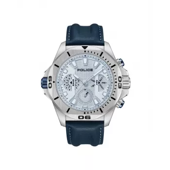 POLICE vīriešu PEWJF0022503 kvarca analogais pulkstenis 46mm nerūsējošais tērauds melna ādas siksna