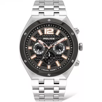 POLICE vīriešu kvarca analogais pulkstenis P15995JSTU61M 46mm nerūsējošais tērauds Gunmetal Grey