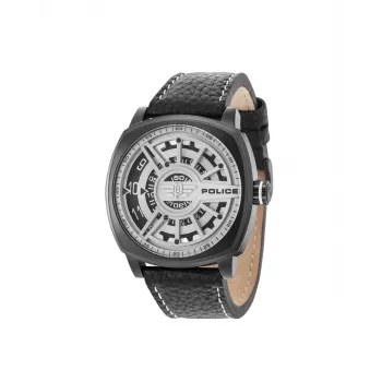 Police vīriešu kvarca analogais pulkstenis R1451290002 - 49mm nerūsējošā tērauda korpuss, melna ādas siksniņa