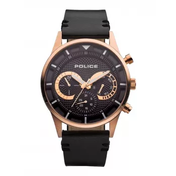 POLICE Vīriešu Ranger kvarca pulkstenis PEWJF2110901 - zils ciparnīca, brūna ādas siksna, 46mm nerūsējošais tērauds