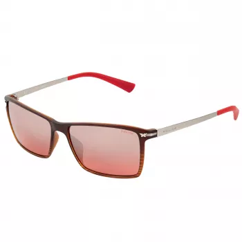 POLICE vīriešu saulesbrilles S195758ABRM - Brūns Havana acetāta rāmis ar brūnu tonētu polikarbonāta lēcu - UV400 aizsardzība - 58 mm lēcu platums