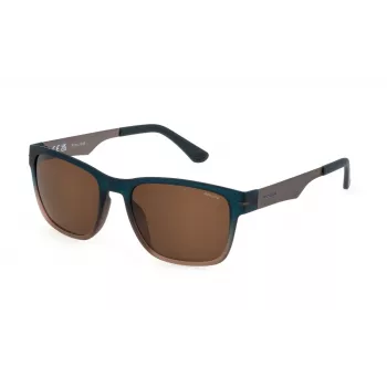 POLICE Vīriešu saulesbrilles SPLL09560MGB - Havana acetāta rāmis, zaļas polikarbonāta lēcas, UV400 aizsardzība