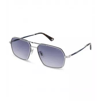 POLICE Vīriešu saulesbrilles SPLL86M580F94 tumši Havana kvadrātveida acetāta rāmis ar pelēku gradienta lēcu UV400 58/16/145 mm