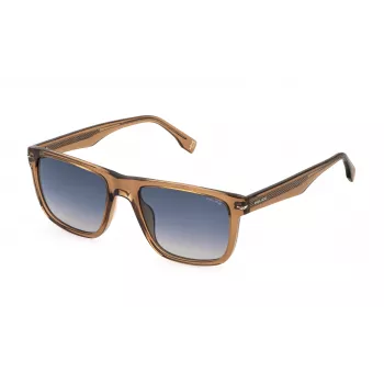 POLICE Men's Sunglasses SPLQ83-560805 - Rectangular Acetate Frame, UV400 Protection, 56mm Lens