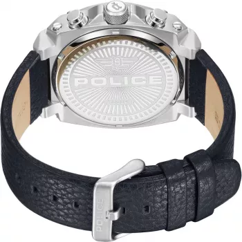 POLICE vīriešu pulkstenis PEWJF2226802 Blaze kolekcija 45mm nerūsējošā tērauda korpuss melna ādas siksna analogais kvarcs