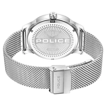 POLICE vīriešu pulkstenis PEWJG0005204 44.3mm kvarca analogs nerūsējošais tērauds melns ciparnīca ādas siksniņa