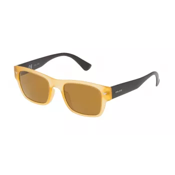 Police SPL15051760G Vīriešu taisnstūra saulesbrilles - Melns acetāta rāmis, pelēkas lēcas 51mm